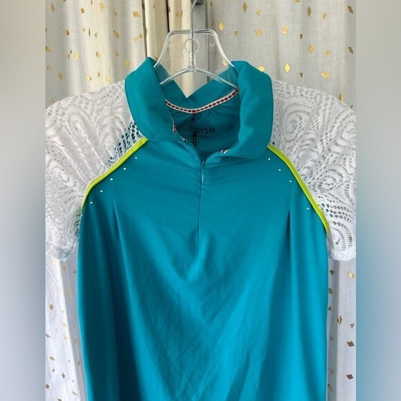 Swingdish Women's Athleisure Sporty Chic Golf Collar Top Lace Detail NWT S - Picture 6 of 9